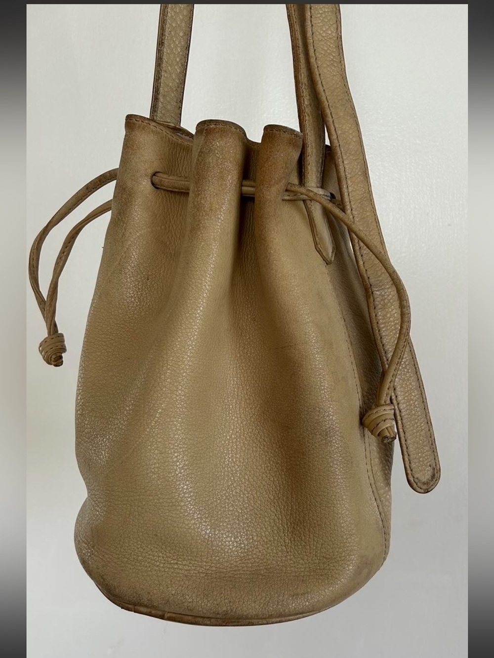 Vintage COACH Leather Drawstring Bucket Bag - MAIZE